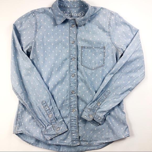 Madewell Dotted Chambray Long Sleeve Shirt Sz XS - Picture 4 of 8